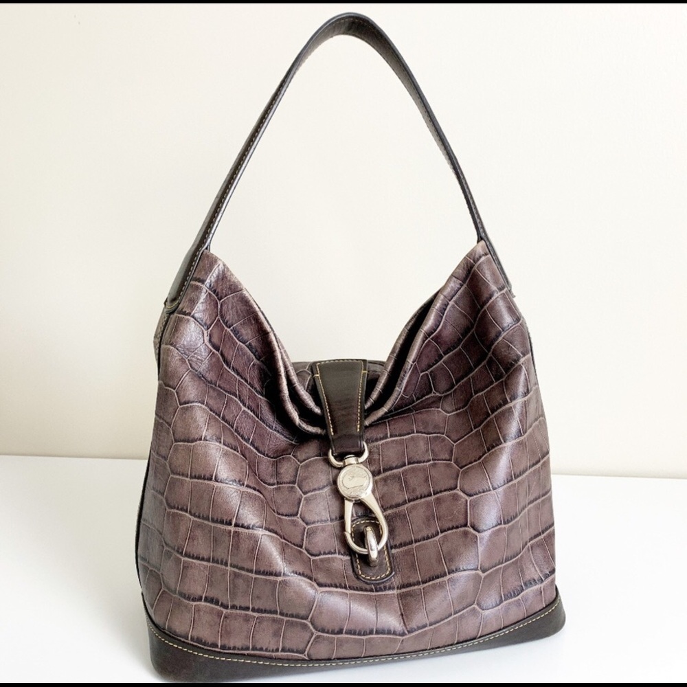 Dooney & Bourke Croc Embossed Leather Shoulder Bag